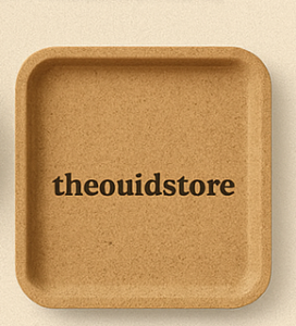 The Ouid Store square cork rolling tray with wordmark