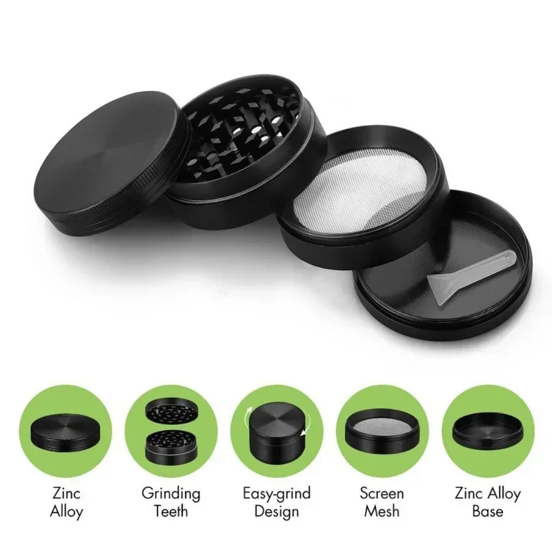 Matte Black 4-Part Metal Grinder, photo 1