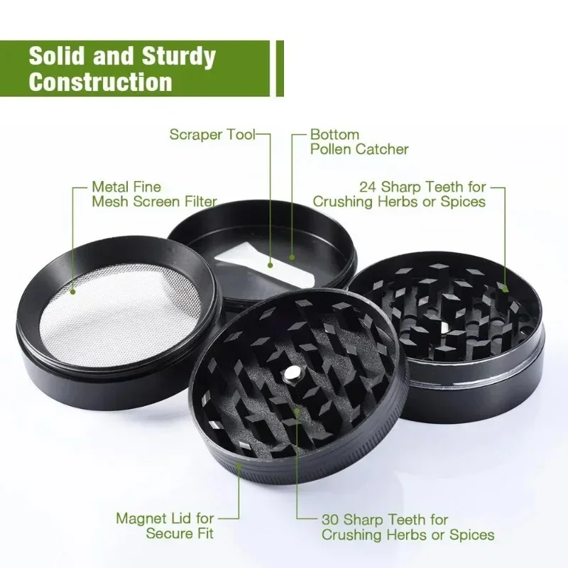 Matte Black 4-Part Metal Grinder, photo 2