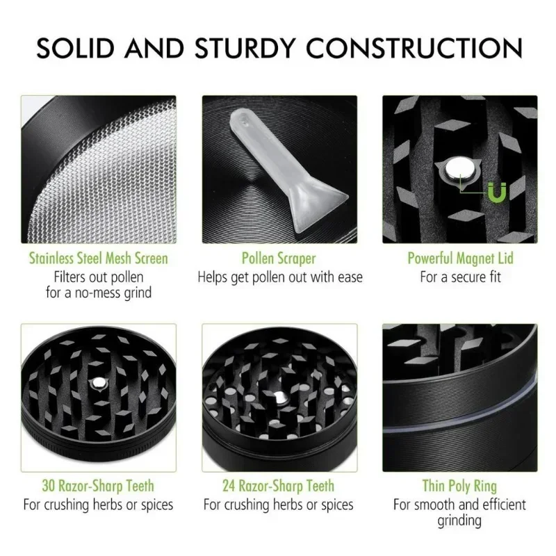 Matte Black 4-Part Metal Grinder, photo 3